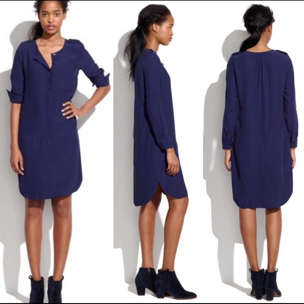 Madewell Navy Blue Cargo Tunic Shirt Dress